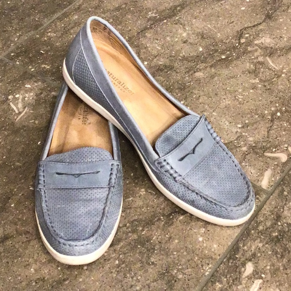 Blue leather Gwen loafers, Naturalizer, 8.5